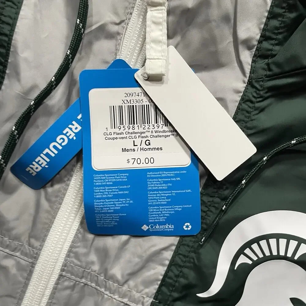 Columbia Men Flash Challenger Windbreaker Jacket Michigan State Spartans Sz L - Picture 6 of 6